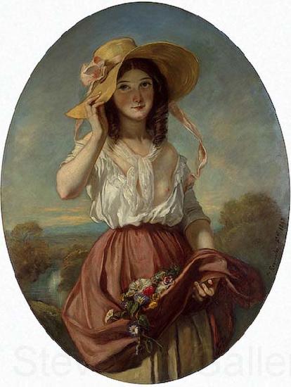 Camille Roqueplan Girl with flowers Germany oil painting art